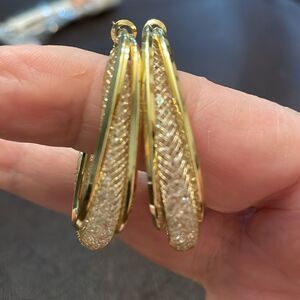 GOLDTONE OVERSIZED HOOP EARRINGS‎